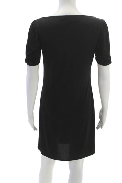 Max Azria Women Shift V-Neck Black Knee Length Polyester Dress Size XS