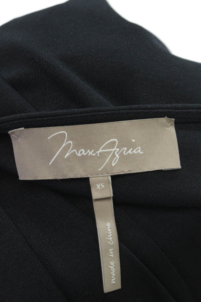 Max Azria Women Shift V-Neck Black Knee Length Polyester Dress Size XS