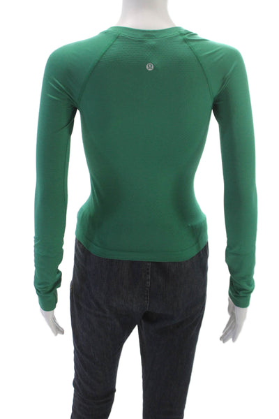 Lululemon Women Basic Long Sleeve Crew Neck Nylon T-Shirt Green Size 0