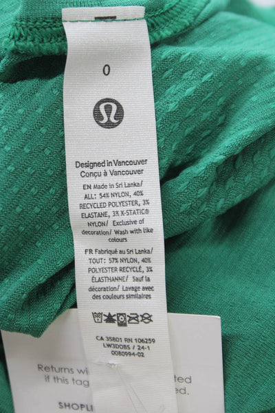 Lululemon Women Basic Long Sleeve Crew Neck Nylon T-Shirt Green Size 0