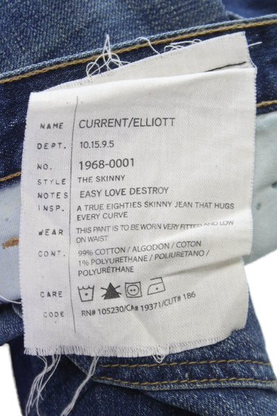 Current/Elliott Womens Skinny Blue Cotton Jeans Size 28