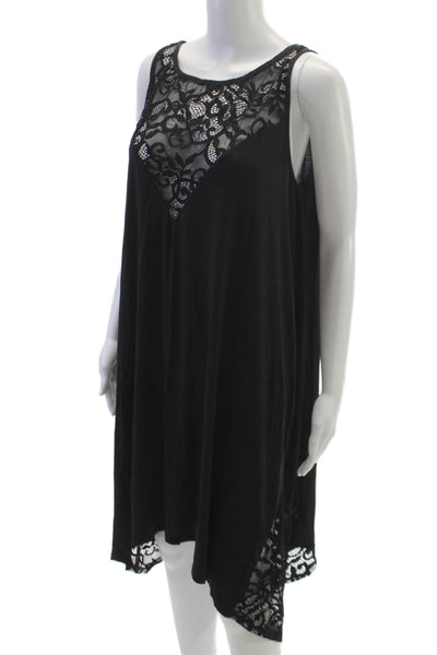 Profile By Gottex Women Chemise Black Viscose Scoop Neck Sleeveless Short Size L