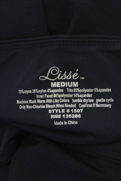 Lisse Womens Ankle Leggings Solid Black Rayon Size M