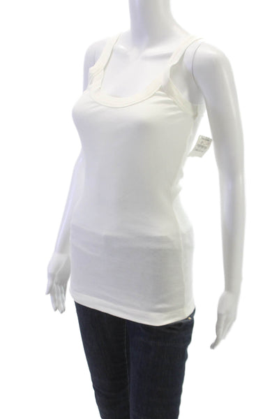 Splendid Womens Basic Sleeveless Scoop Neck White Pima Cotton Tank Size M