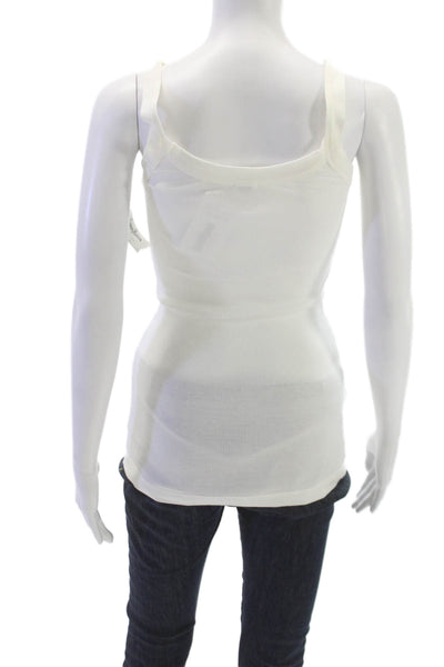 Splendid Womens Basic Sleeveless Scoop Neck White Pima Cotton Tank Size M