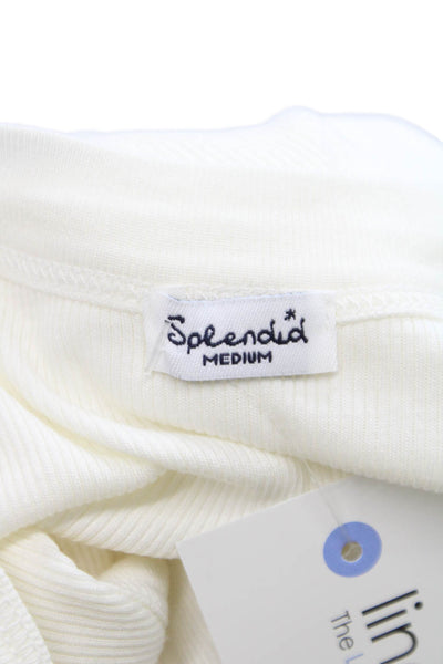 Splendid Womens Basic Sleeveless Scoop Neck White Pima Cotton Tank Size M