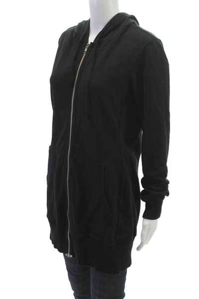 Standard James Perse Womens Full Zip Cotton Blend Black Hoodie Size 3