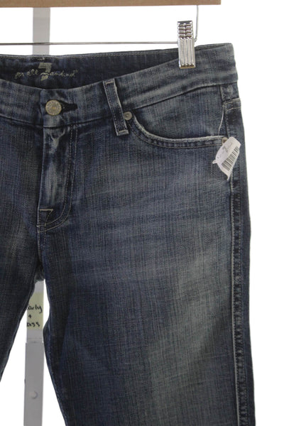 7 For All Mankind Womens Cropped Jeans Blue Cotton Blend Size 28