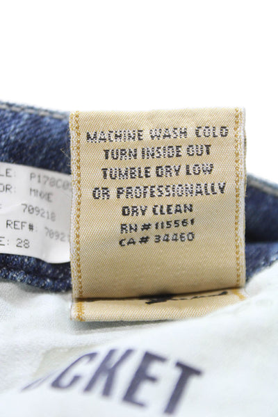 7 For All Mankind Womens Cropped Jeans Blue Cotton Blend Size 28