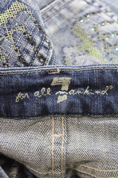 7 For All Mankind Womens Cropped Jeans Blue Cotton Blend Size 28