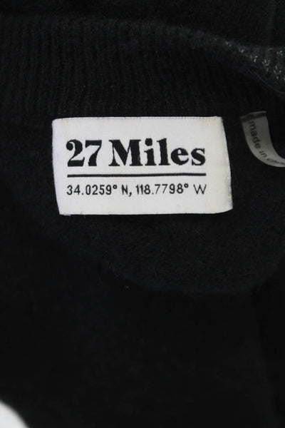 27 Miles Women Pullover Sweater Black 98% Cashmere Crew Neck Stars Size S