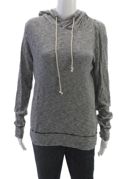 J Crew Womens Striped Cotton Crew Neck Pullover Drawstring Long Sleeve Size S