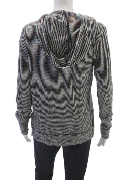 J Crew Womens Striped Cotton Crew Neck Pullover Drawstring Long Sleeve Size S
