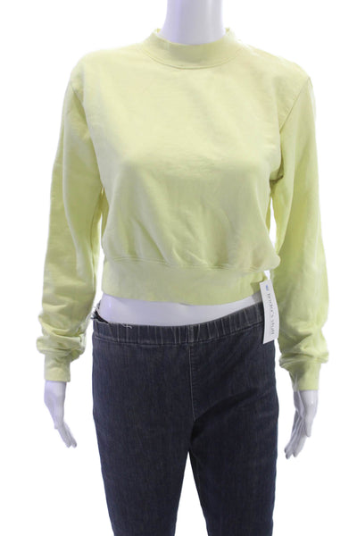 Cotton Citizen Womens Pullover Sweatshirt Yellow Mock Neck Long Sleeve Size XS