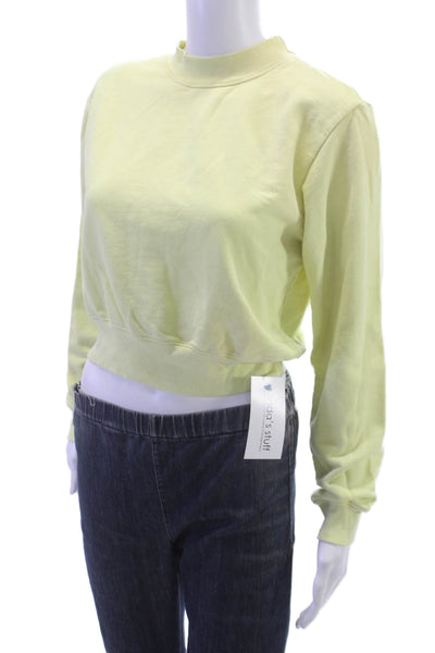Cotton Citizen Womens Pullover Sweatshirt Yellow Mock Neck Long Sleeve Size XS