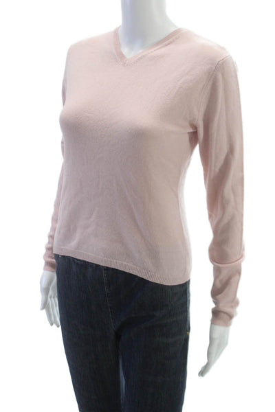 Autumn Cashmere Women V-Neck 100% Cashmere Sweater Pink Size M