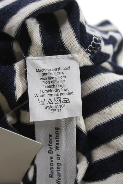 J Crew Womens Striped Scoop Neck Cotton Basic T-Shirt 3/4 Sleeve Blue Size S