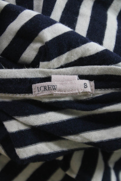 J Crew Womens Striped Scoop Neck Cotton Basic T-Shirt 3/4 Sleeve Blue Size S