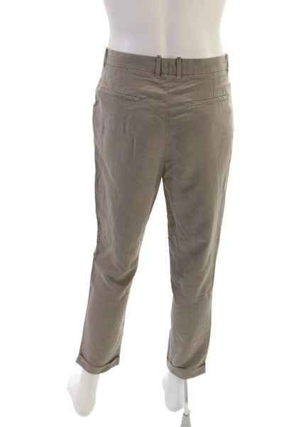 Allsaints Mens Ankle Pants Gray Linen Blend Button Fly Size 30