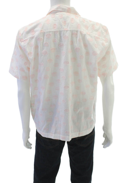 Dr. Collectors Mens Cotton Polka Dot Short Sleeve Button Down Shirt Pink Size S