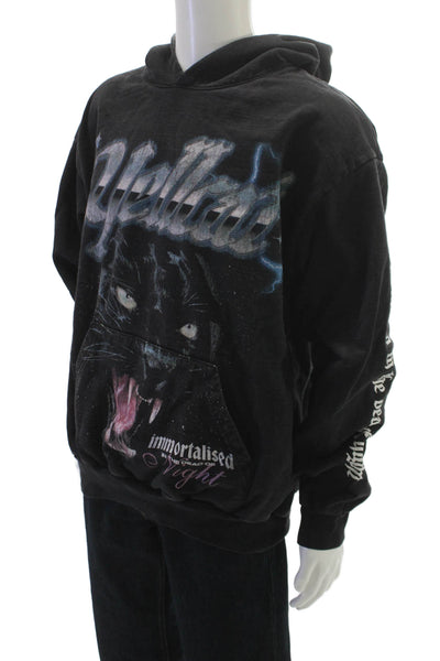 MNML Mens Pullover Hoodie Black Cotton Animal Graphic Drawstring Size XL
