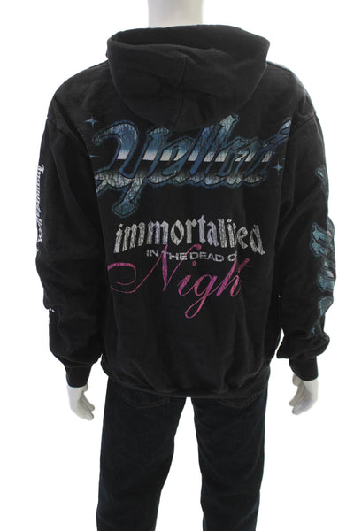 MNML Mens Pullover Hoodie Black Cotton Animal Graphic Drawstring Size XL