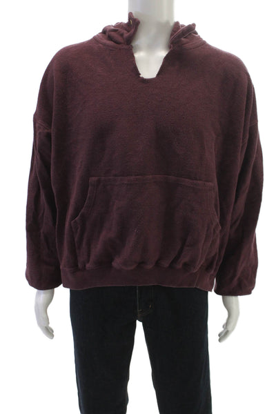 MNML Mens Pullover Hoodie Red V-Neck 100% Cotton Long Sleeve Size XL