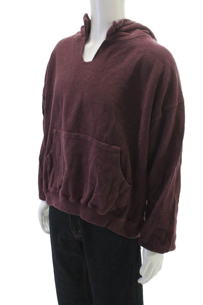 MNML Mens Pullover Hoodie Red V-Neck 100% Cotton Long Sleeve Size XL