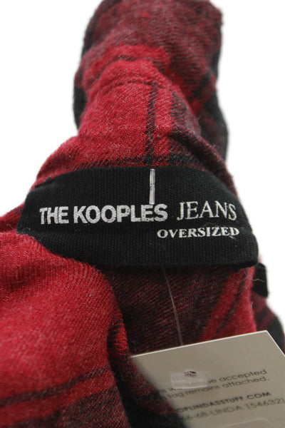 The Kooples Mens Plaid Graphic Print Long Sleeve Button Down Shirt Red Size 2