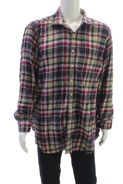 Sid Mashburn Mens Cotton Plaid Long Sleeve Flannel Shirt Multicolor Size XXL