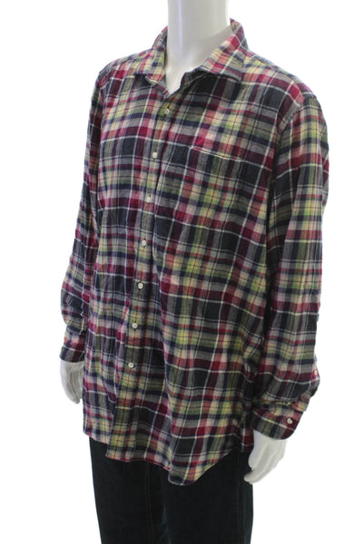 Sid Mashburn Mens Cotton Plaid Long Sleeve Flannel Shirt Multicolor Size XXL