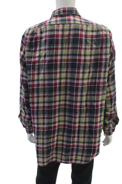 Sid Mashburn Mens Cotton Plaid Long Sleeve Flannel Shirt Multicolor Size XXL