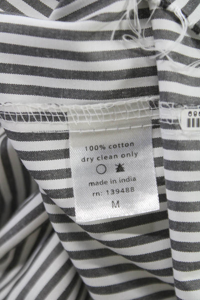 MNML Mens Cotton Striped Distress Short Sleeve Shirt Gray Size M
