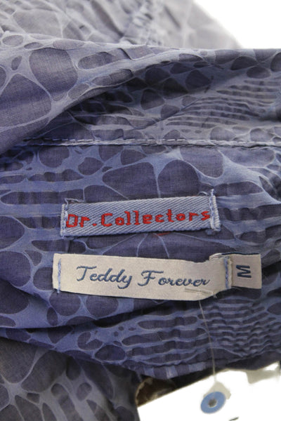 Dr. Collectors Mens Cotton Printed Short Sleeve Button Down Shirt Purple Size M