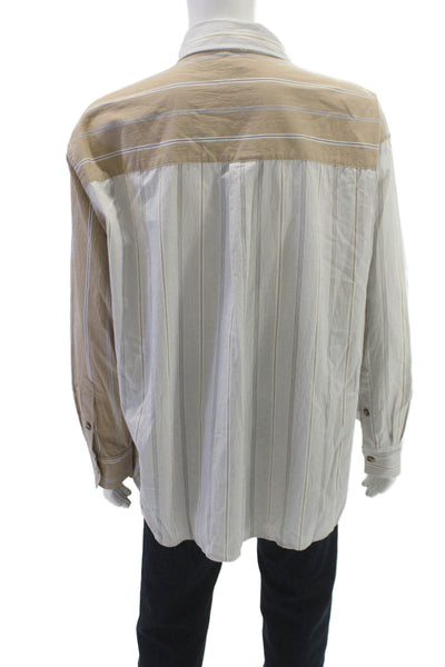 Madhappy Mens Cotton Striped Long Sleeve Button Down Shirt Brown Size XL