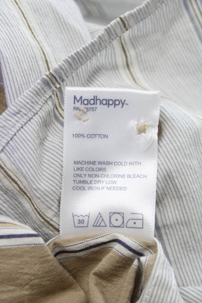 Madhappy Mens Cotton Striped Long Sleeve Button Down Shirt Brown Size XL