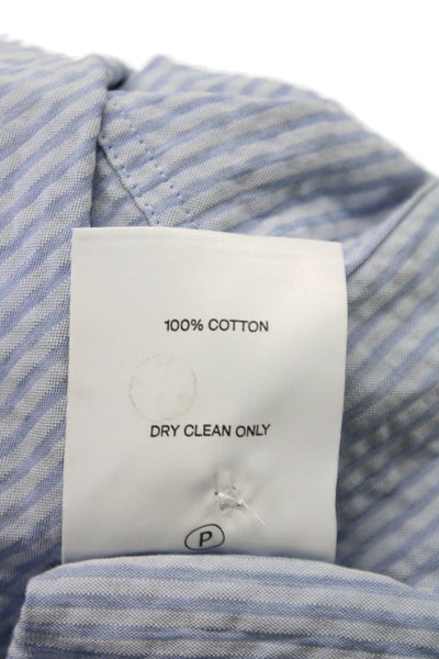 Madhappy Mens Cotton Striped Collar Short Sleeve Shirt Blue Size L