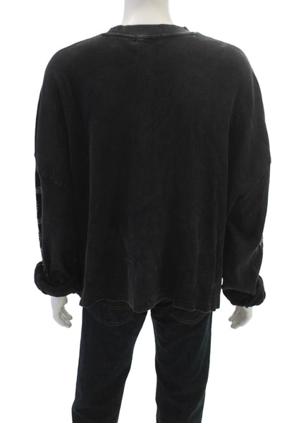 MNML Mens Black Graphic Cotton Long Sleeve Top Crew Neck Size XL