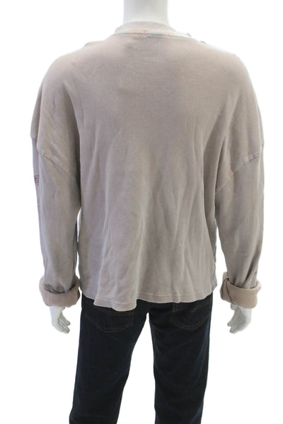MNML Mens Sweater T Shirt Beige Cotton Crew Neck Long Sleeve Graphic Size XL