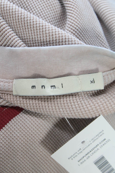 MNML Mens Sweater T Shirt Beige Cotton Crew Neck Long Sleeve Graphic Size XL