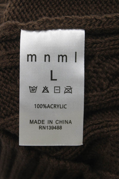 MNML Mens Brown Acrylic V-Neck Vest Solid Fall Size L