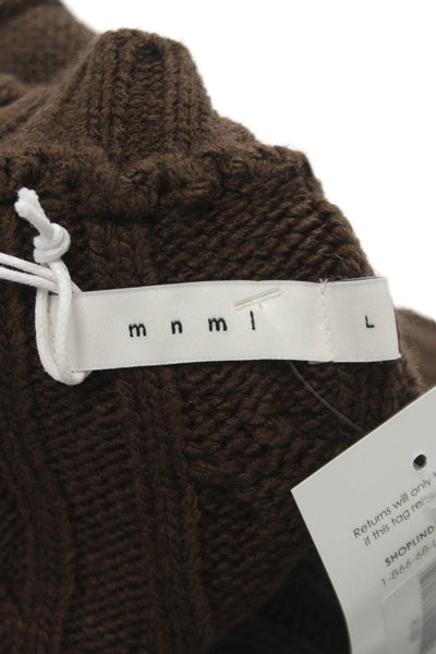 MNML Mens Brown Acrylic V-Neck Vest Solid Fall Size L