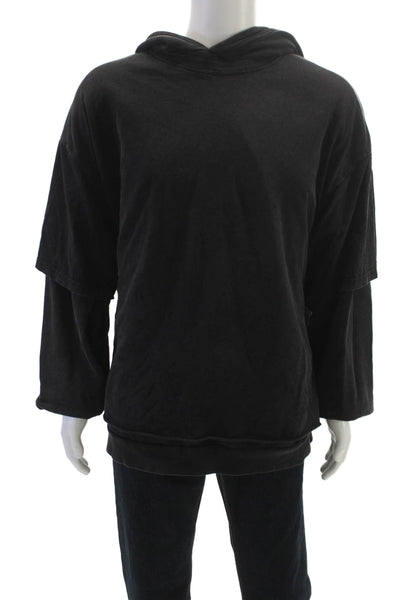 MNML Mens Pullover Hoodie Black Cotton Round Neck Long Sleeve Size L