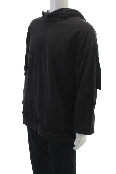MNML Mens Pullover Hoodie Black Cotton Round Neck Long Sleeve Size L