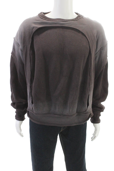 MNML Mens Pullover Sweatshirt Brown 100% Cotton Crew Neck Long Sleeve Size L