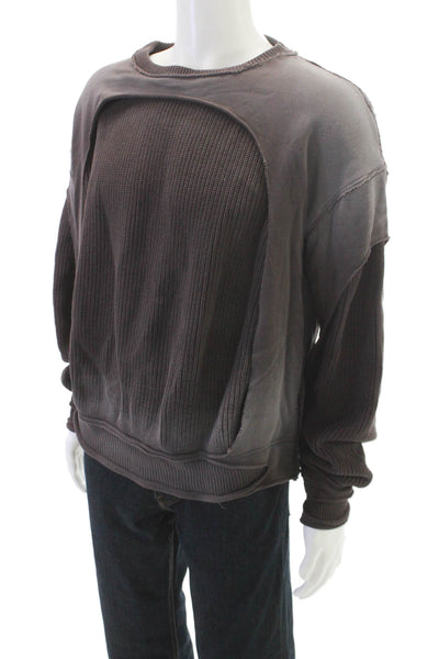 MNML Mens Pullover Sweatshirt Brown 100% Cotton Crew Neck Long Sleeve Size L