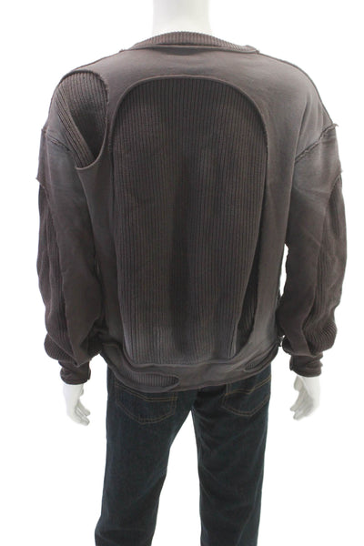 MNML Mens Pullover Sweatshirt Brown 100% Cotton Crew Neck Long Sleeve Size L