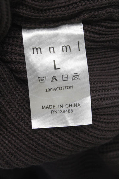 MNML Mens Pullover Sweatshirt Brown 100% Cotton Crew Neck Long Sleeve Size L