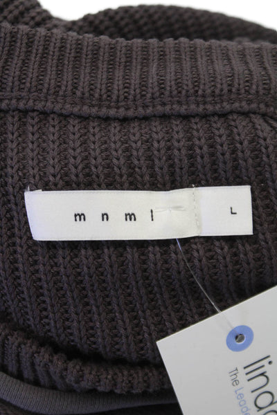 MNML Mens Pullover Sweatshirt Brown 100% Cotton Crew Neck Long Sleeve Size L