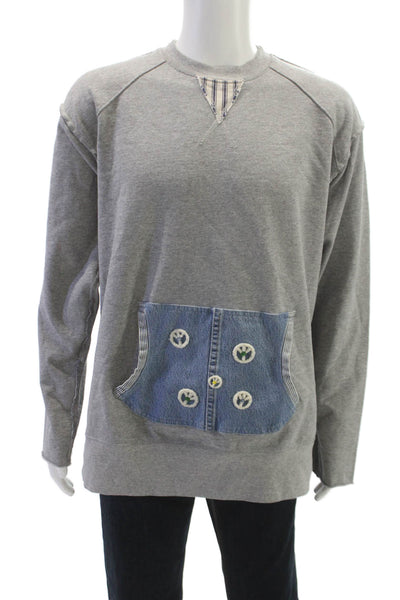 Dr. Collectors Mens Pullover Sweatshirt Gray Cotton Crewneck Solid Size M